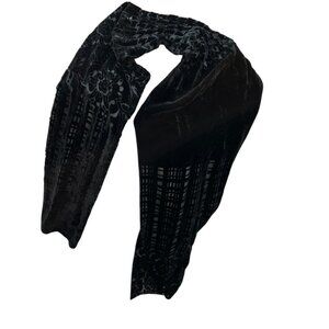 Black Velvet Devore Burnout houndstooth plaid print scarf